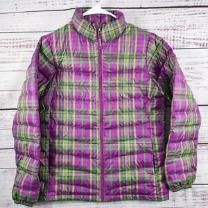 Marmot Girls Hera 700 Fill Down Puffer Jacket Youth XL Berry Plaid Packable